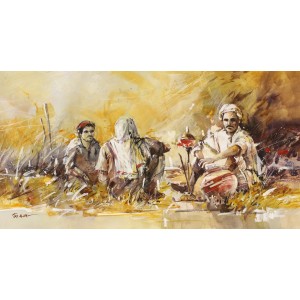 M Alam Jahangir, 11 x 21 Inch, Watercolor on Paper, Figurative Painting, AC-MAJ-012